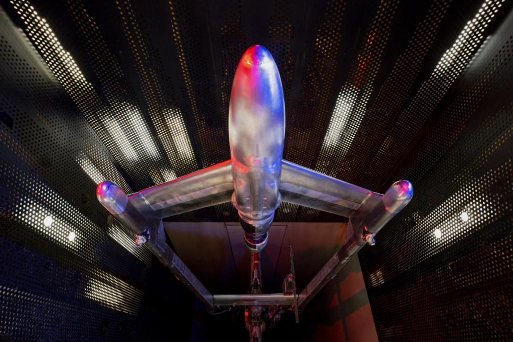 Photograph of the SUBLIME model installed in the ARA Transonic Wind Tunnel